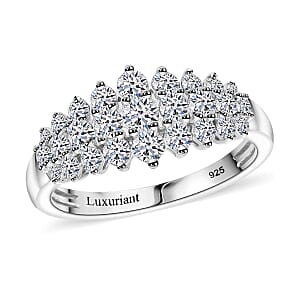 Luxuriant Lab Grown Diamond G-H SI 1.00 ctw Sparkle Ring in Platinum Over Sterling Silver (Size 9.0)