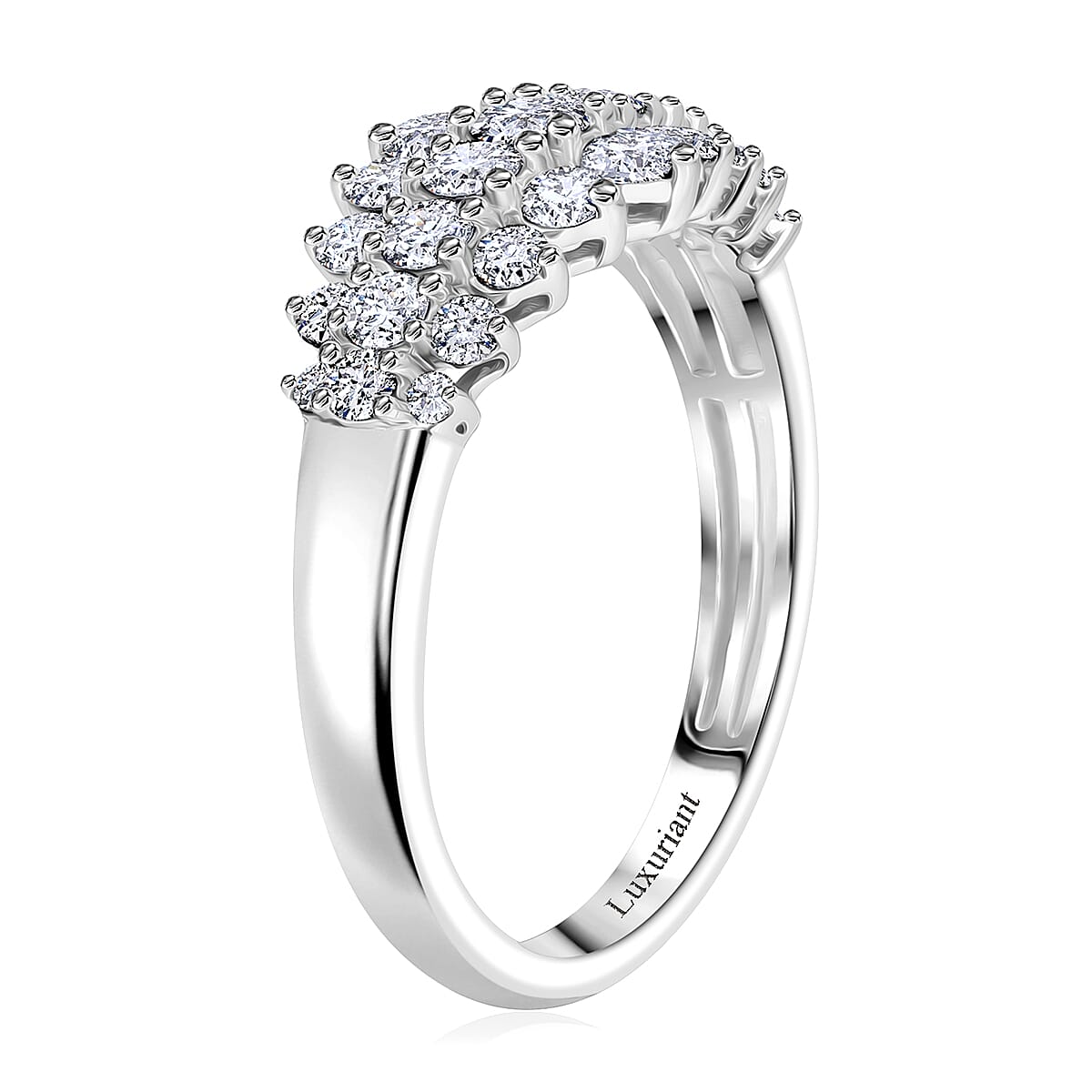 Luxuriant Lab Grown Diamond G-H SI 1.00 ctw Sparkle Ring in Platinum Over Sterling Silver (Size 9.0) image number 2