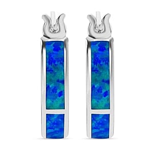 Lab Created Blue Opal 2.00 ctw Earrings