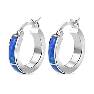 Lab Created Blue Opal 2.00 ctw Earrings
