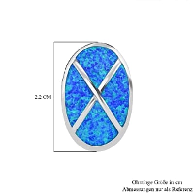 Lab Created Blue Opal 2.00 ctw Earrings