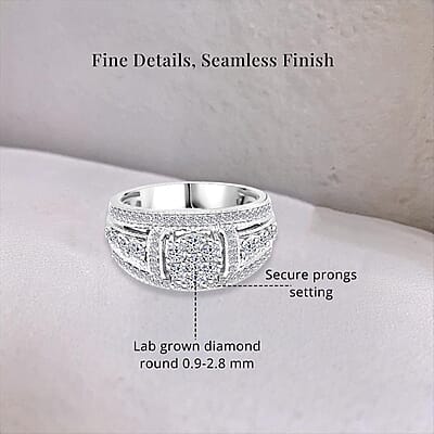 Luxuriant Lab Grown Diamond G-H SI 1.00 ctw Blooming Ring in Platinum Over Sterling Silver (Size 10.0)