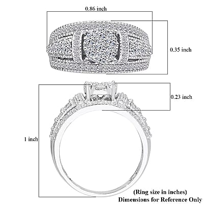 Luxuriant Lab Grown Diamond G-H SI 1.00 ctw Blooming Ring in Platinum Over Sterling Silver (Size 10.0)