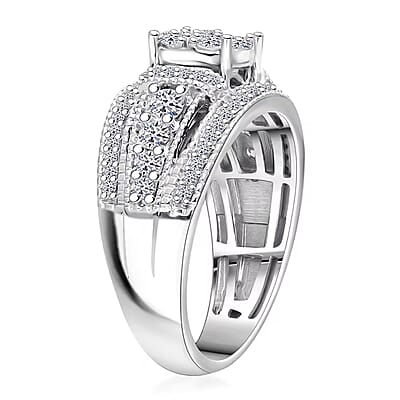 Luxuriant Lab Grown Diamond G-H SI 1.00 ctw Blooming Ring in Platinum Over Sterling Silver (Size 10.0)