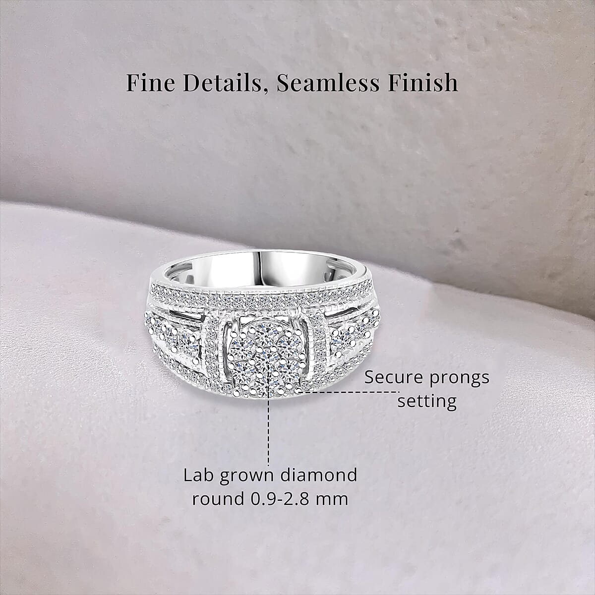 Luxuriant Lab Grown Diamond G-H SI 1.00 ctw Blooming Ring in Platinum Over Sterling Silver (Size 7.0) image number 5