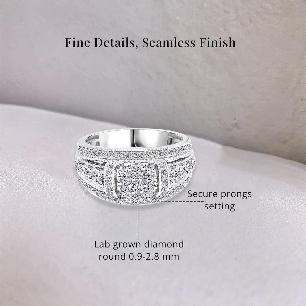 Luxuriant Lab Grown Diamond G-H SI 1.00 ctw Blooming Ring in Platinum Over Sterling Silver (Size 9.0) image number 4