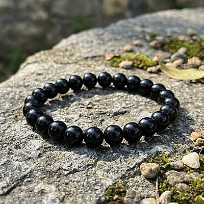 Shungite 77.00 ctw Beaded Stretch Bracelet