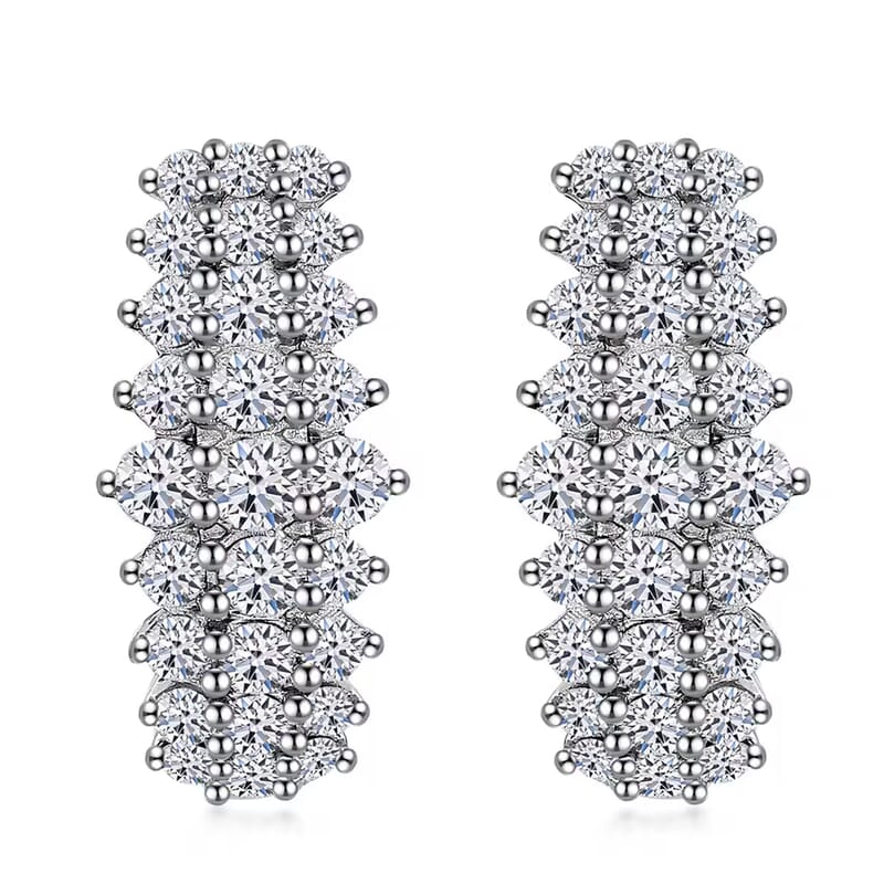 Luxuriant Lab Grown Diamond G-H SI 1.00 ctw Hoop Earrings in Platinum Over Sterling Silver