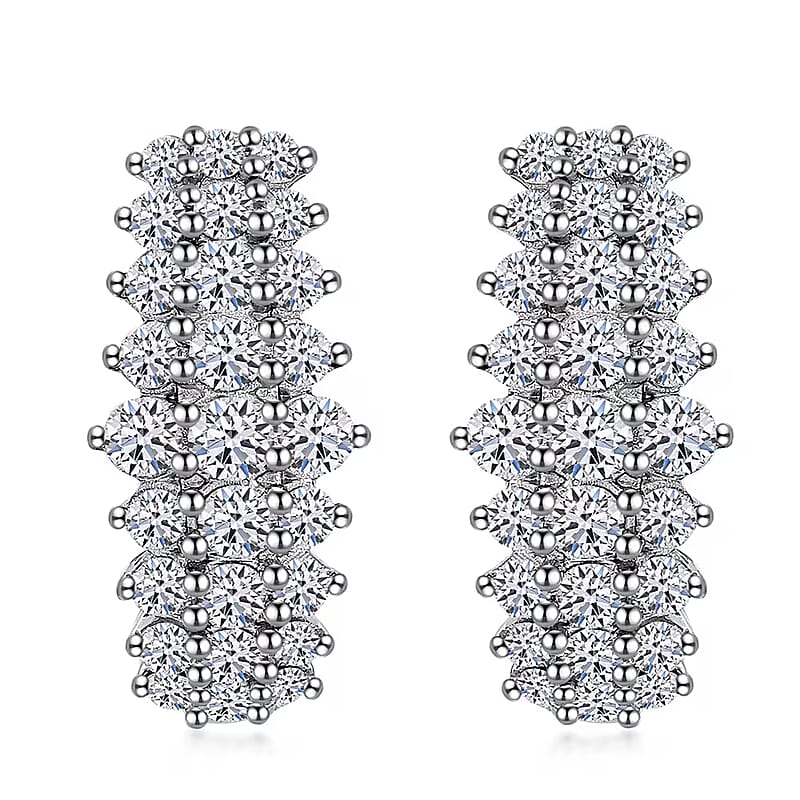 Luxuriant Lab Grown Diamond G-H SI 1.00 ctw Hoop Earrings in Platinum Over Sterling Silver