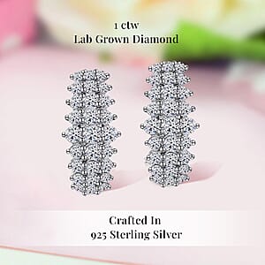 Luxuriant Lab Grown Diamond G-H SI 1.00 ctw Hoop Earrings in Platinum Over Sterling Silver