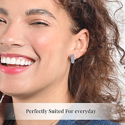 Luxuriant Lab Grown Diamond G-H SI 1.00 ctw Hoop Earrings in Platinum Over Sterling Silver