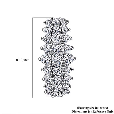 Luxuriant Lab Grown Diamond G-H SI 1.00 ctw Hoop Earrings in Platinum Over Sterling Silver