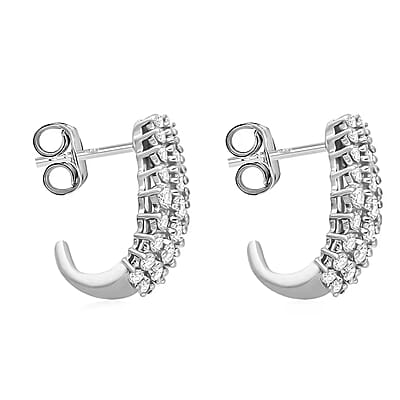 Luxuriant Lab Grown Diamond G-H SI 1.00 ctw Hoop Earrings in Platinum Over Sterling Silver