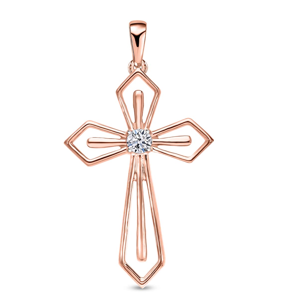 Luxuriant Lab Grown Diamond G-H SI-I1 0.25 ctw Cross Pendant in Vermeil Rose Gold Over Sterling Silver image number 0