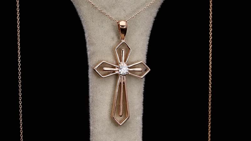 Luxuriant Lab Grown Diamond G-H SI-I1 0.25 ctw Cross Pendant without Chain in Vermeil Rose Gold Over Sterling Silver