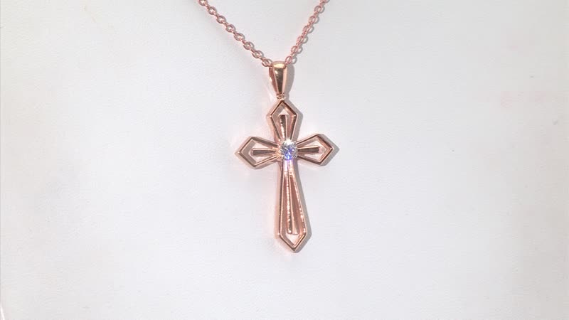 Luxuriant Lab Grown Diamond G-H SI-I1 0.25 ctw Cross Pendant without Chain in Vermeil Rose Gold Over Sterling Silver