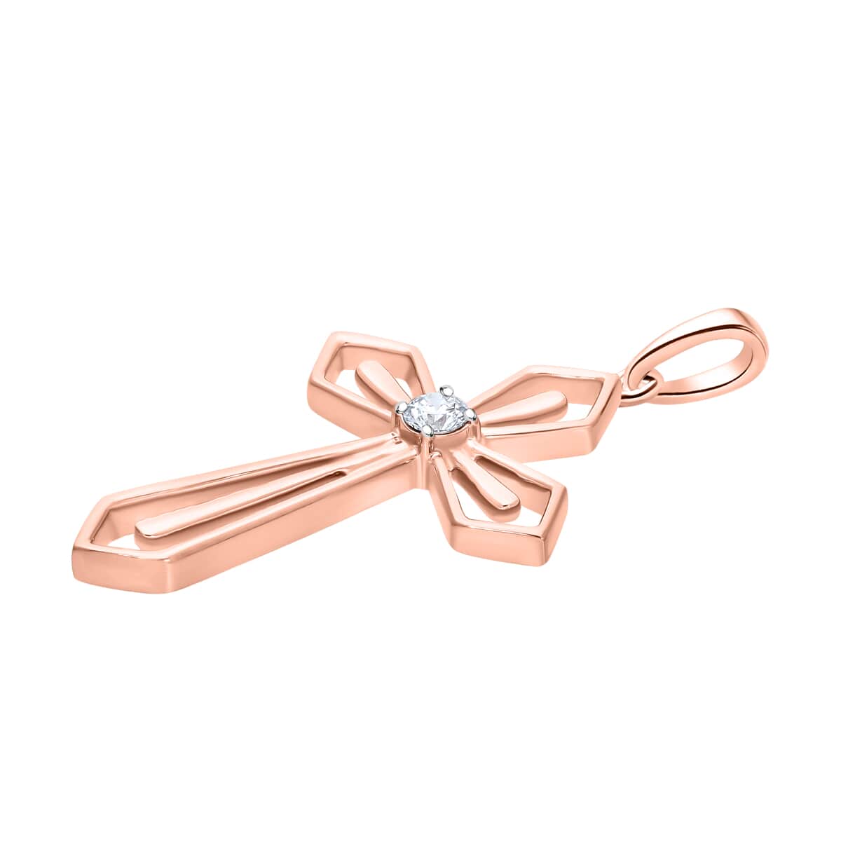 Luxuriant Lab Grown Diamond G-H SI-I1 0.25 ctw Cross Pendant in Vermeil Rose Gold Over Sterling Silver image number 2