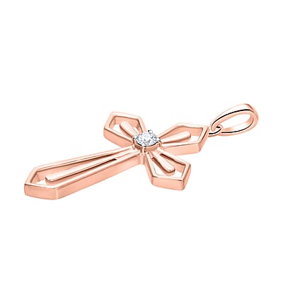 Luxuriant Lab Grown Diamond G-H SI-I1 0.25 ctw Cross Pendant without Chain in Vermeil Rose Gold Over Sterling Silver