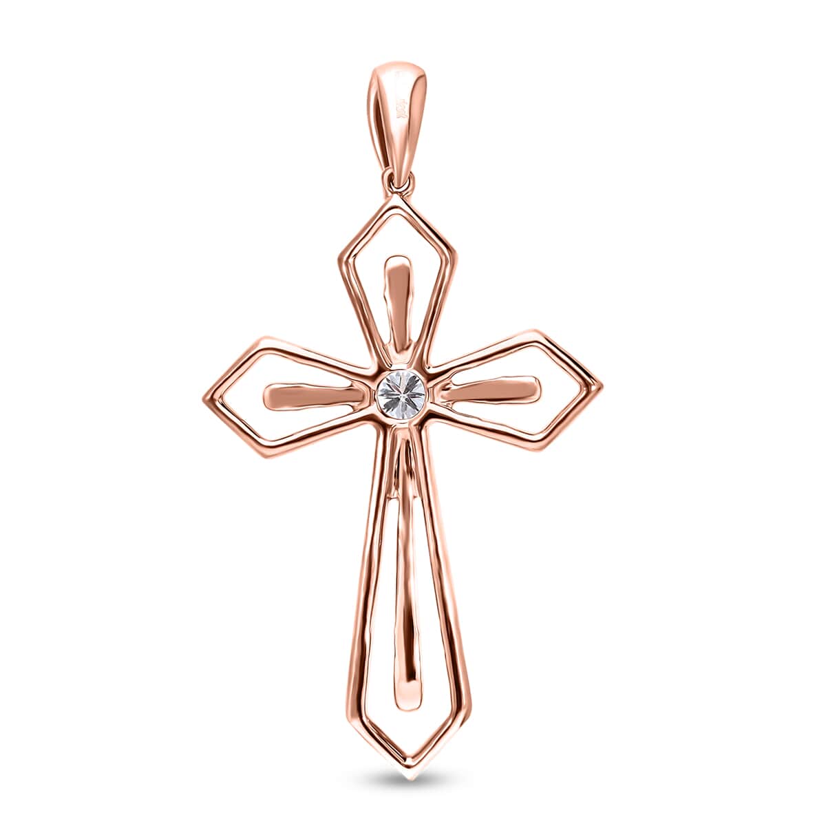 Luxuriant Lab Grown Diamond G-H SI-I1 0.25 ctw Cross Pendant in Vermeil Rose Gold Over Sterling Silver image number 3