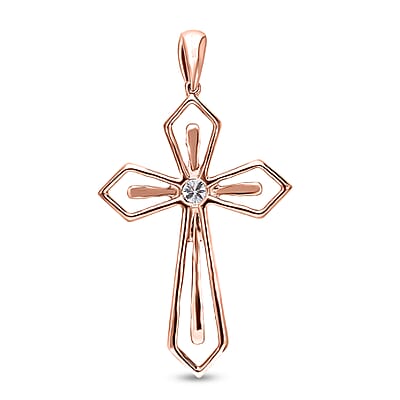 Luxuriant Lab Grown Diamond G-H SI-I1 0.25 ctw Cross Pendant without Chain in Vermeil Rose Gold Over Sterling Silver