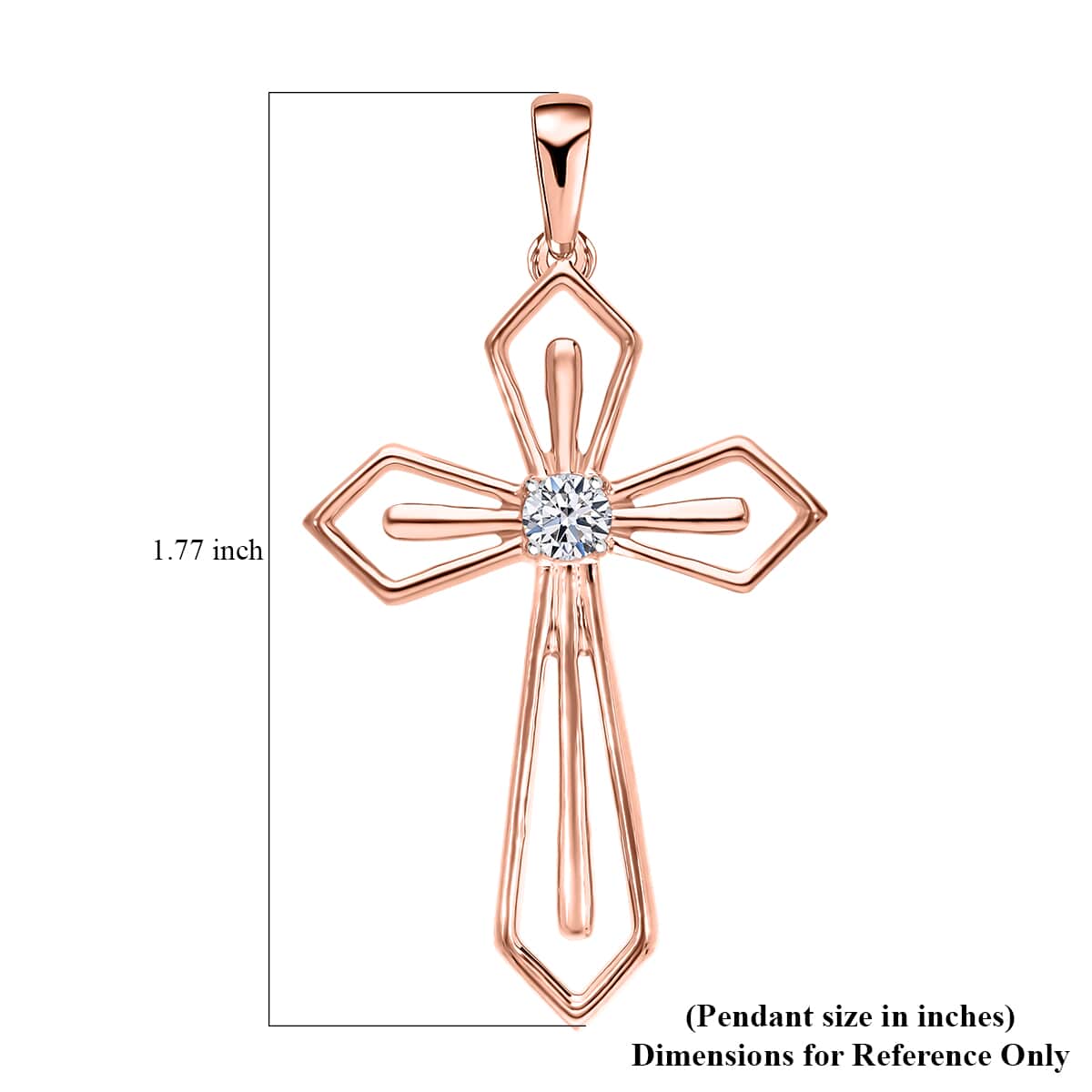 Luxuriant Lab Grown Diamond G-H SI-I1 0.25 ctw Cross Pendant in Vermeil Rose Gold Over Sterling Silver image number 4