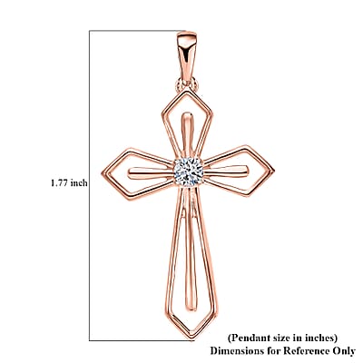 Luxuriant Lab Grown Diamond G-H SI-I1 0.25 ctw Cross Pendant without Chain in Vermeil Rose Gold Over Sterling Silver