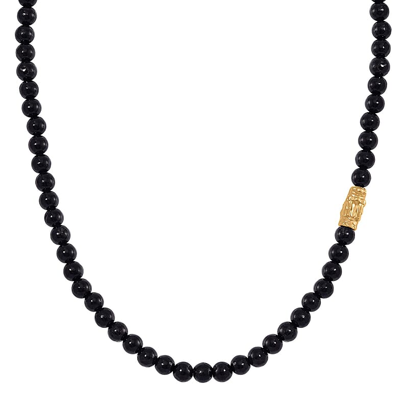 Anthraxolite with Quartz Beaded 190.00 ctw Necklace in Vermeil YG Over Sterling Silver 20 Inches