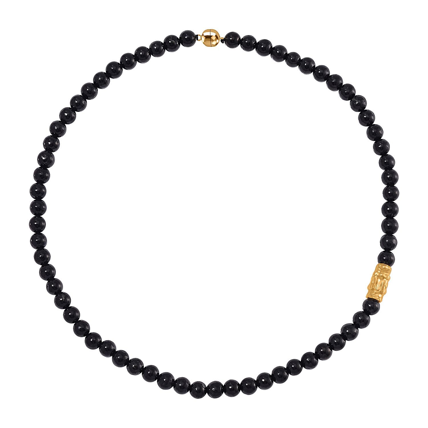 Anthraxolite with Quartz Beaded 190.00 ctw Necklace in Vermeil YG Over Sterling Silver 20 Inches