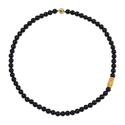Anthraxolite with Quartz Beaded 190.00 ctw Necklace in Vermeil YG Over Sterling Silver 20 Inches