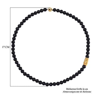 Anthraxolite with Quartz Beaded 190.00 ctw Necklace in Vermeil YG Over Sterling Silver 20 Inches