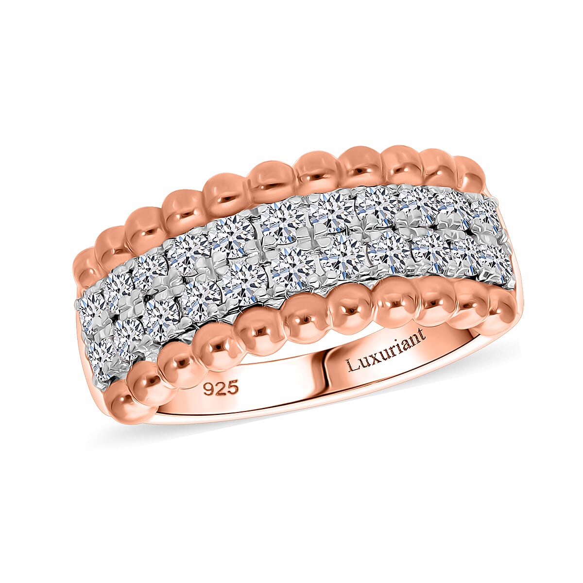 Luxuriant Lab Grown Diamond G-H SI-I1 1.00 ctw Eternity Band Ring in Vermeil Rose Gold Over Sterling Silver (Size 9.0) image number 0