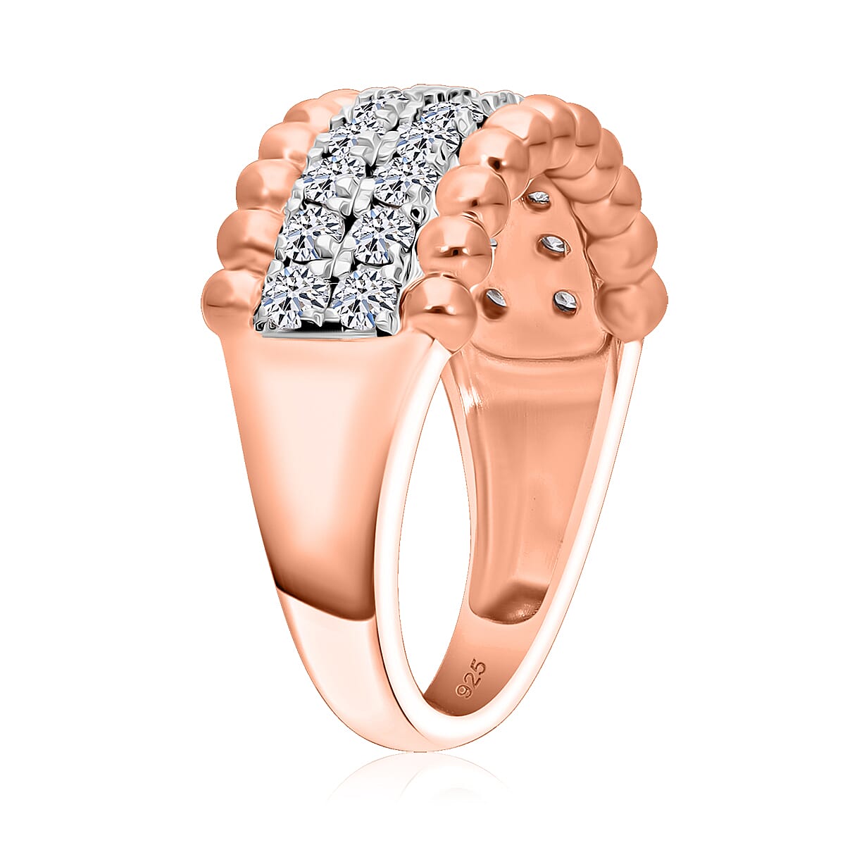 Luxuriant Lab Grown Diamond G-H SI-I1 1.00 ctw Eternity Band Ring in Vermeil Rose Gold Over Sterling Silver (Size 9.0) image number 2