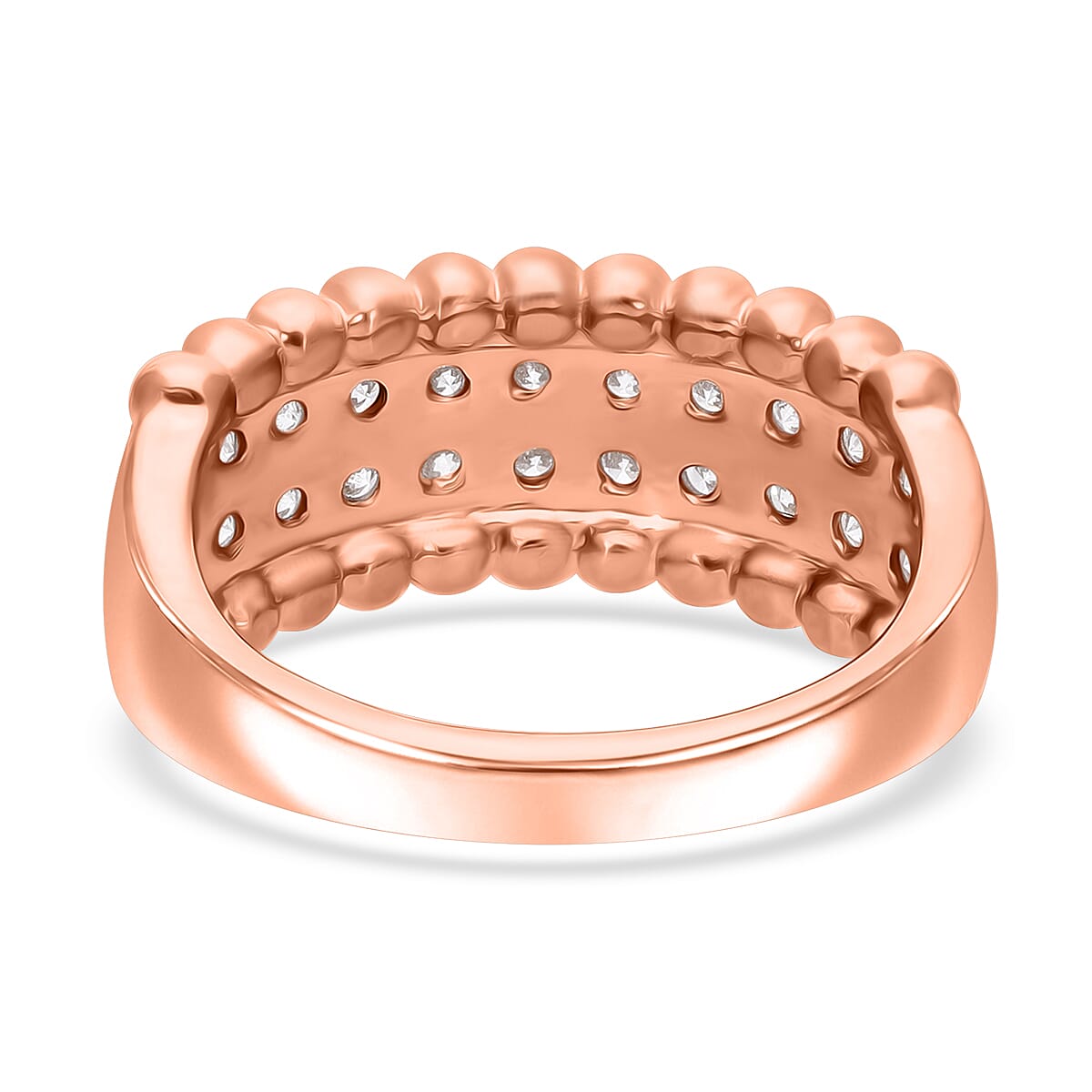 Luxuriant Lab Grown Diamond G-H SI-I1 1.00 ctw Eternity Band Ring in Vermeil Rose Gold Over Sterling Silver (Size 9.0) image number 3