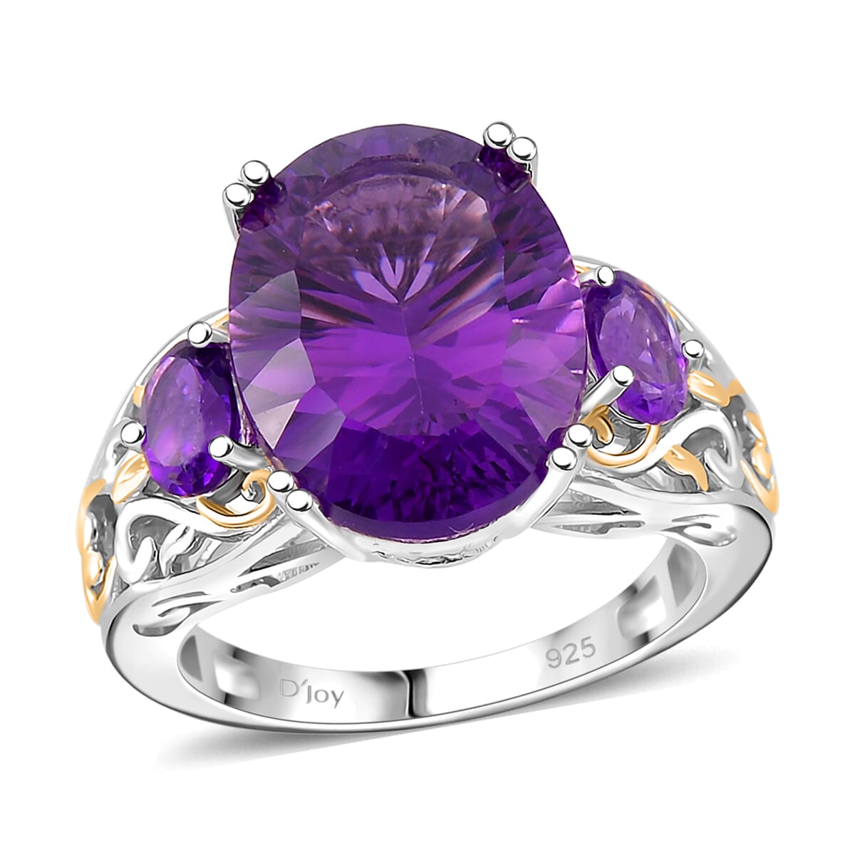 African Amethyst 9.85 ctw Ring in 18K Vermeil YG and Rhodium Over Sterling Silver (Size 9.0) image number 0