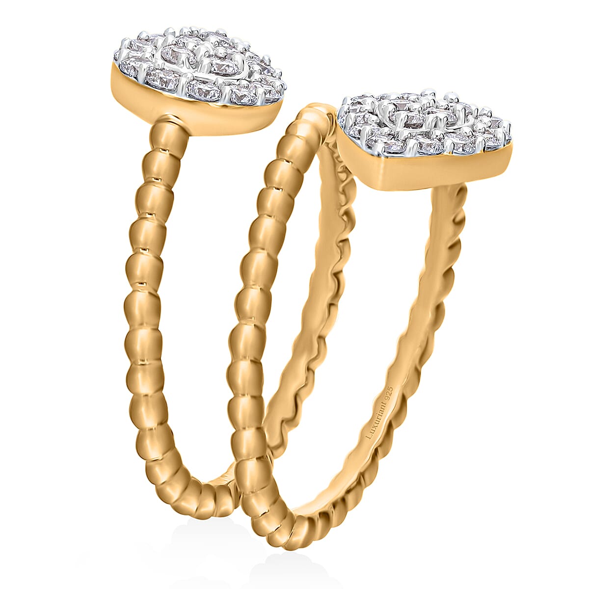 Luxuriant Lab Grown Diamond G-H SI-I1 1.00 ctw Bypass Ring in Vermeil Yellow Gold Over Sterling Silver image number 2