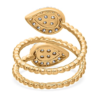 Luxuriant Lab Grown Diamond G-H SI-I1 1.00 ctw Bypass Ring in Vermeil Yellow Gold Over Sterling Silver