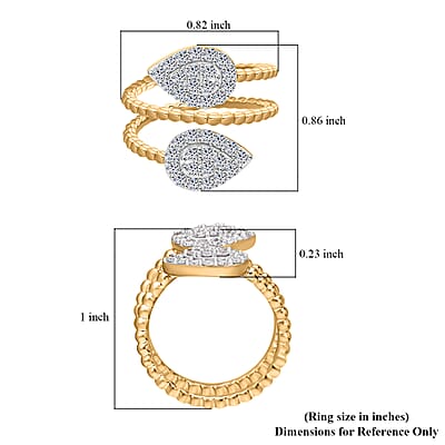 Luxuriant Lab Grown Diamond G-H SI-I1 1.00 ctw Bypass Ring in Vermeil Yellow Gold Over Sterling Silver