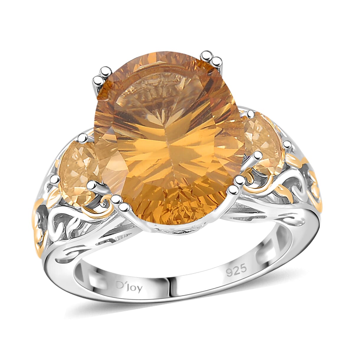 Brazilian Citrine 10.00 ctw Ring in 18K Vermeil YG and Rhodium Over Sterling Silver (Size 10.0) image number 0