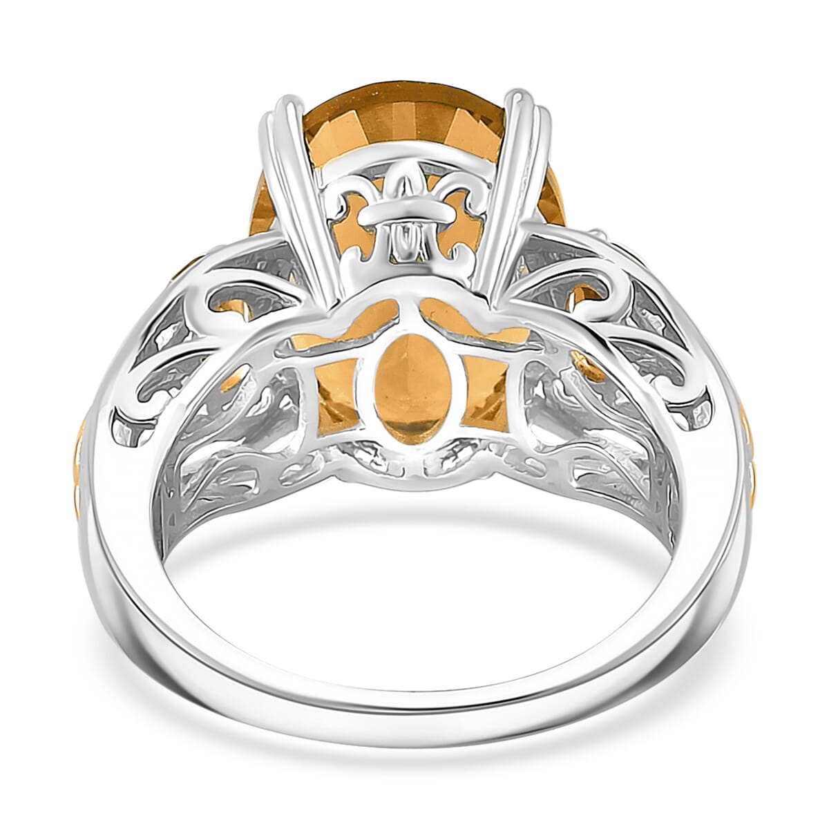 Brazilian Citrine 10.00 ctw Ring in 18K Vermeil YG and Rhodium Over Sterling Silver (Size 10.0) image number 4