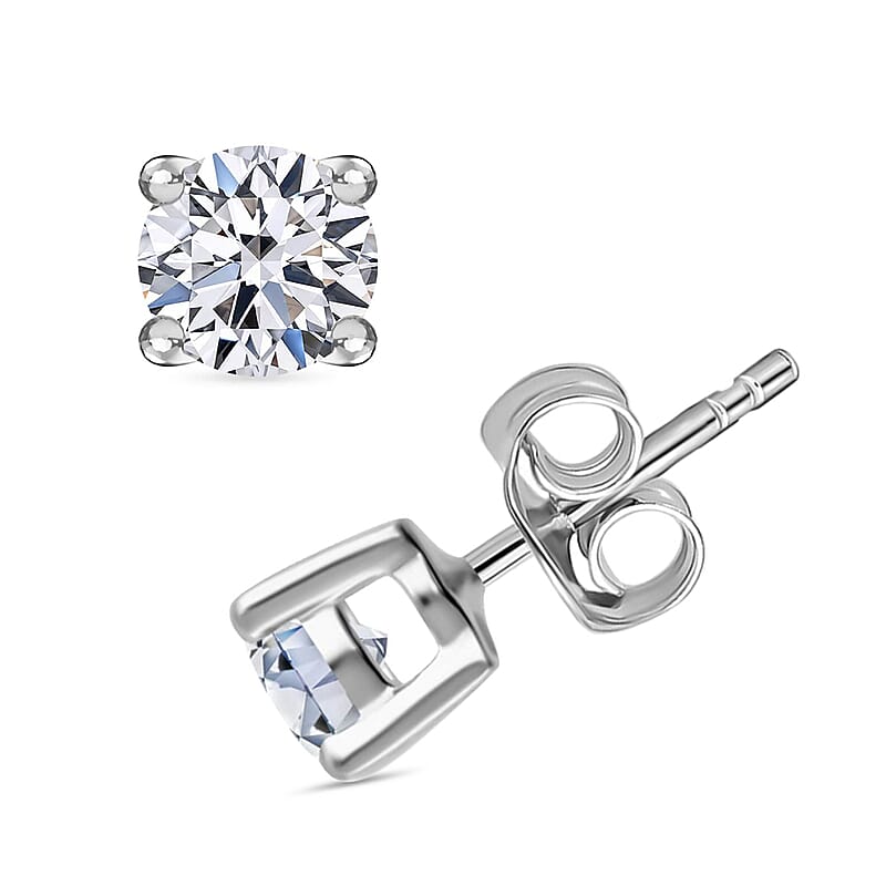 Luxuriant Lab Grown Diamond G-H SI 0.50 ctw Solitaire Stud Earrings in Platinum Over Sterling Silver
