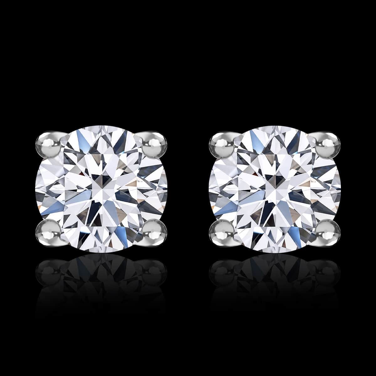 Luxuriant Lab Grown Diamond (G-H, SI) Solitaire Stud Earrings in Platinum Over Sterling Silver 0.50 ctw image number 1