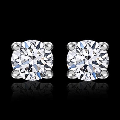 Luxuriant Lab Grown Diamond G-H SI 0.50 ctw Solitaire Stud Earrings in Platinum Over Sterling Silver