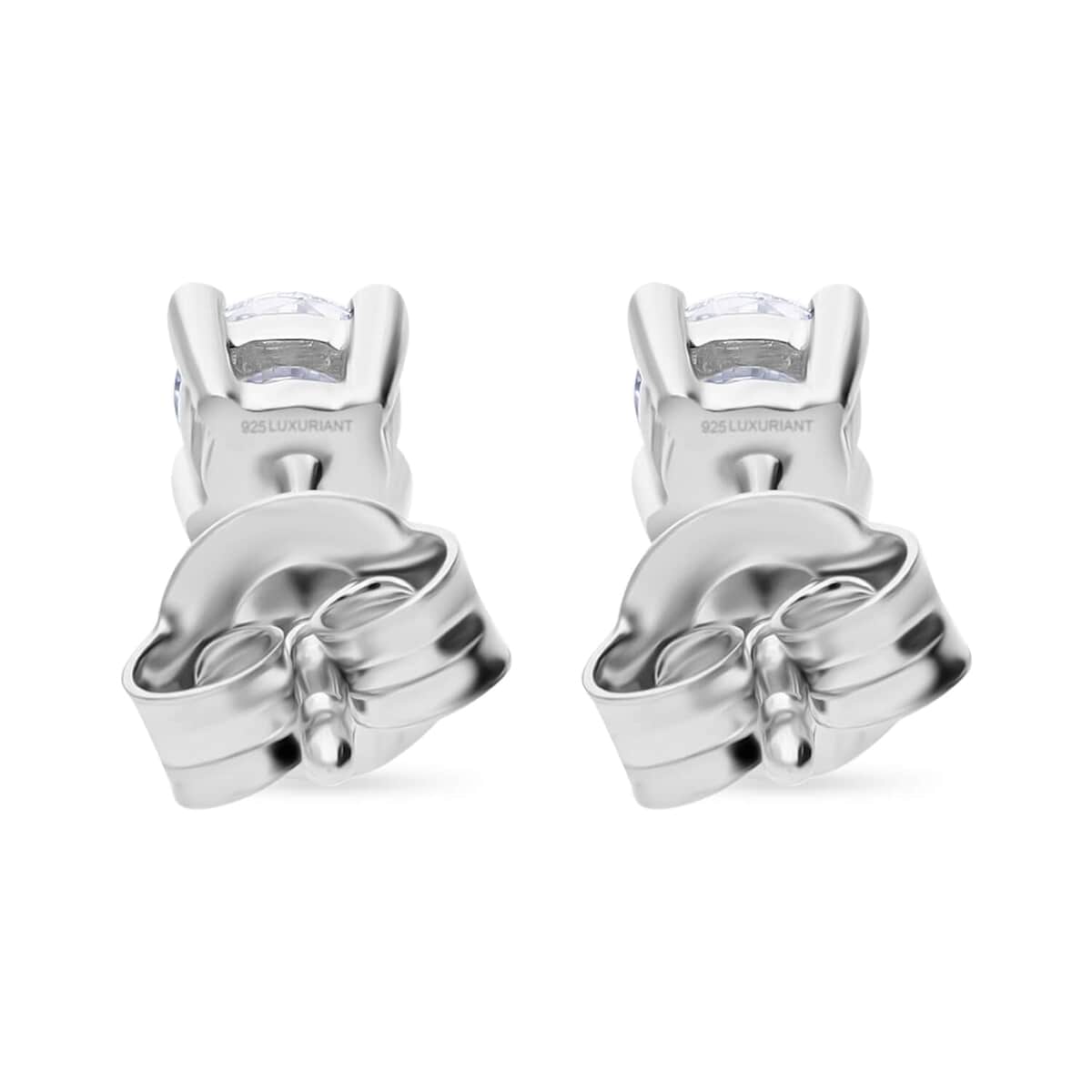 Luxuriant Lab Grown Diamond (G-H, SI) Solitaire Stud Earrings in Platinum Over Sterling Silver 0.50 ctw image number 4