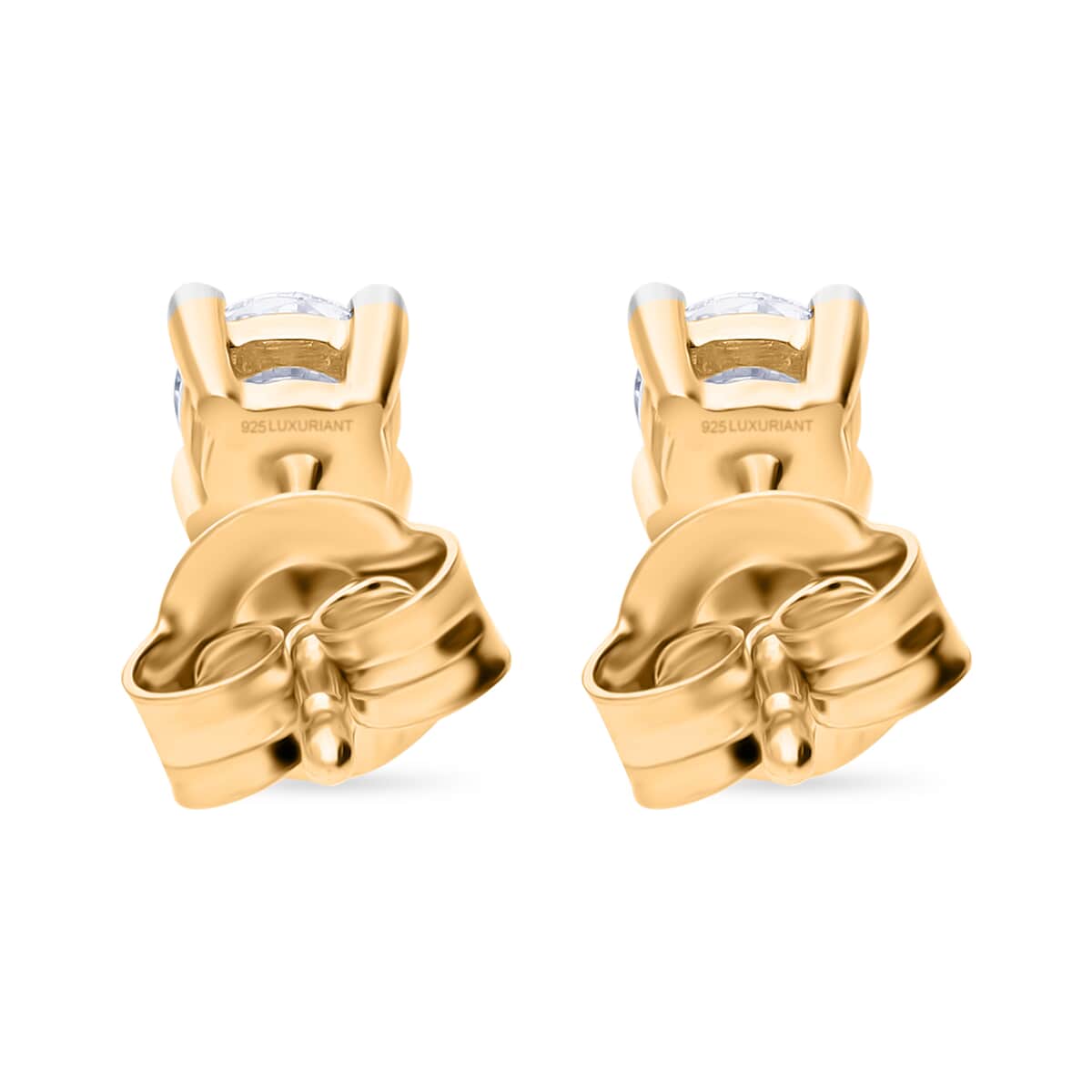 Luxuriant Lab Grown Diamond G-H SI 0.50 ctw Solitaire Stud Earrings in Vermeil Yellow Gold Over Sterling Silver image number 4