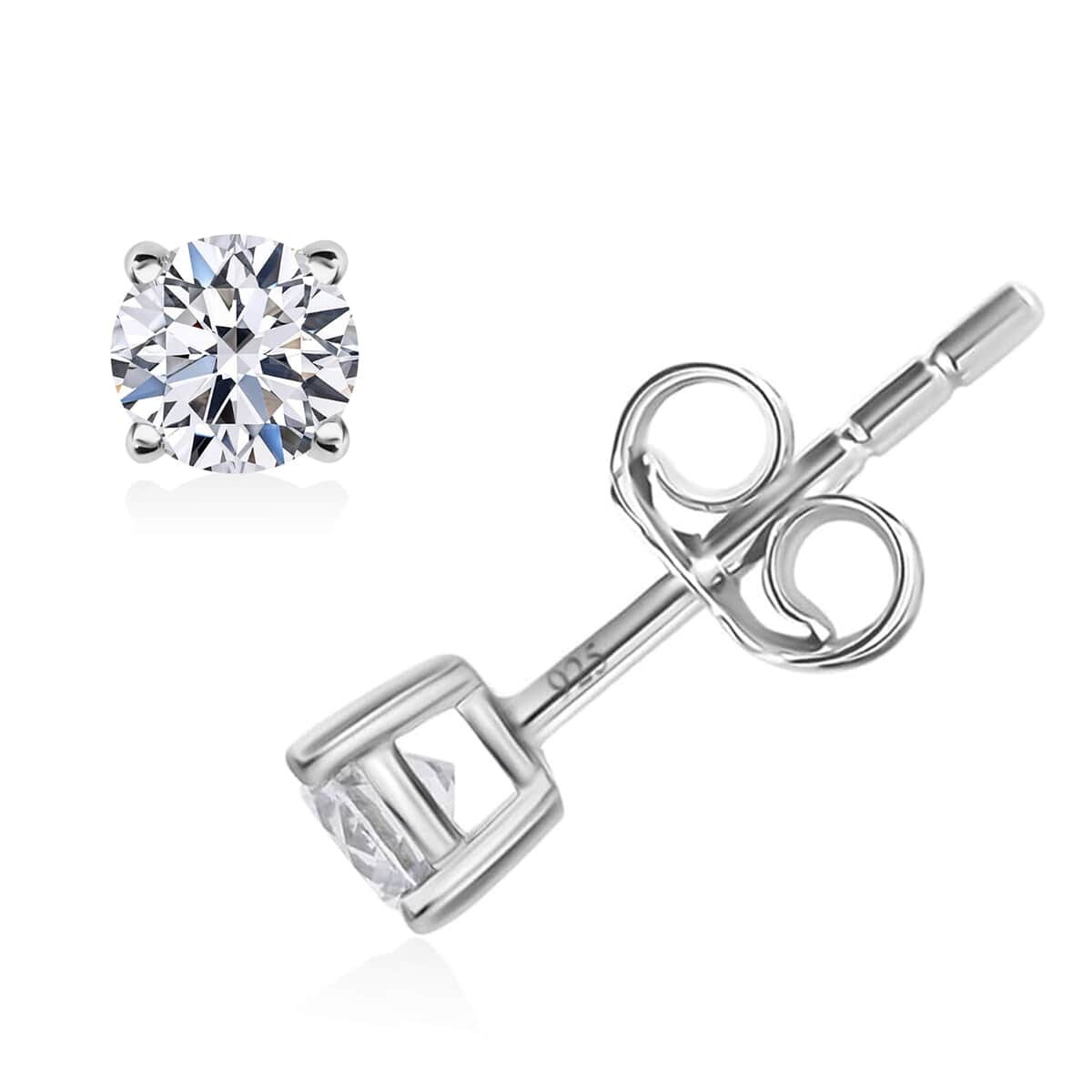 Luxuriant Lab Grown Diamond (G-H, SI) Solitaire Stud Earrings in Platinum Over Sterling Silver 1.00 ctw image number 0