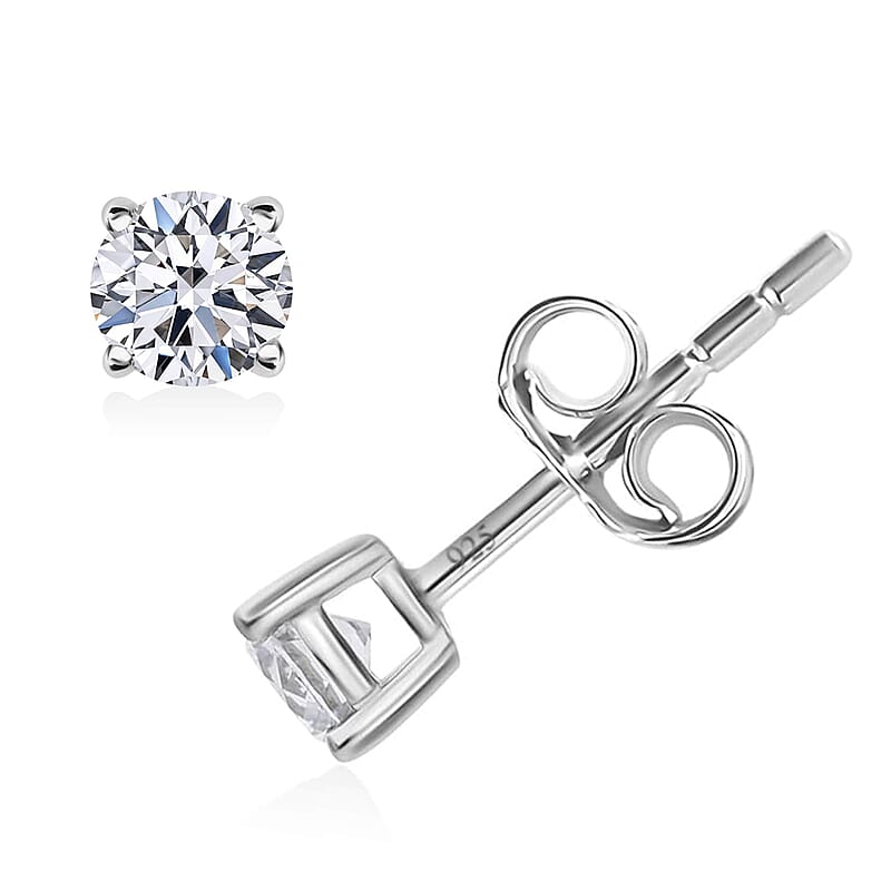 Luxuriant Lab Grown Diamond G-H SI 1.00 ctw Solitaire Stud Earrings in Platinum Over Sterling Silver