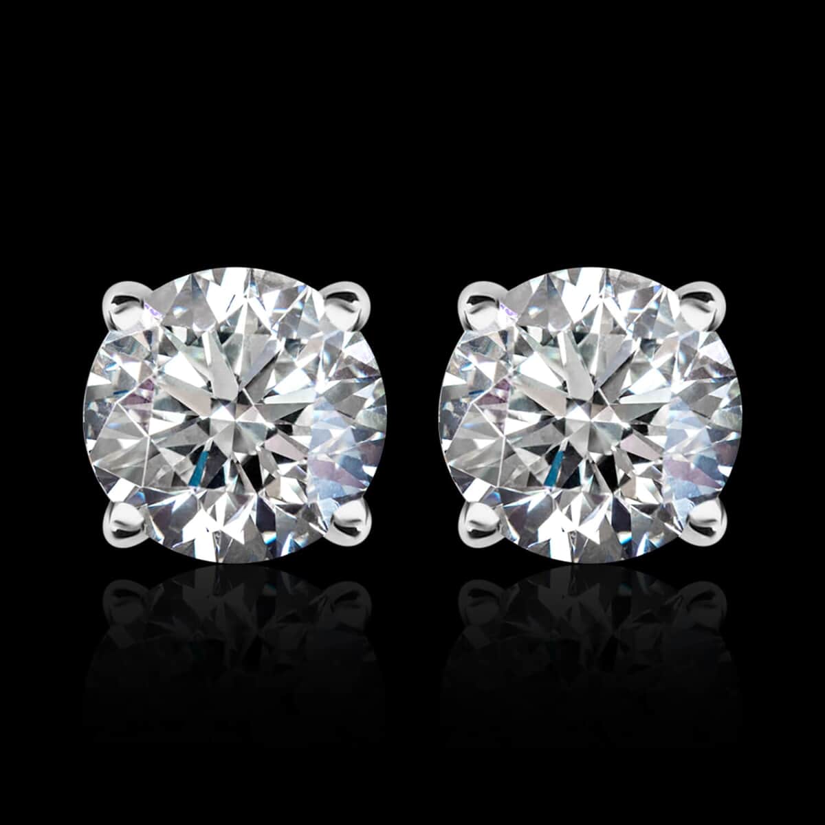 Luxuriant Lab Grown Diamond (G-H, SI) Solitaire Stud Earrings in Platinum Over Sterling Silver 1.00 ctw image number 1