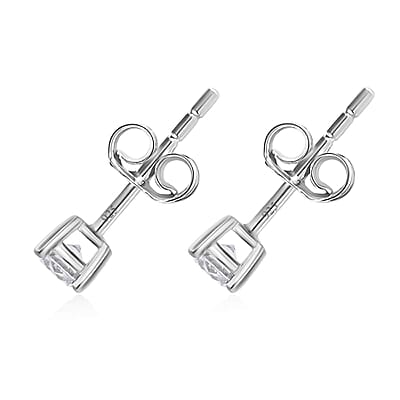 Luxuriant Lab Grown Diamond G-H SI 1.00 ctw Solitaire Stud Earrings in Platinum Over Sterling Silver