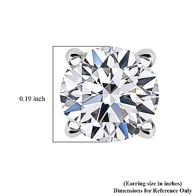 Luxuriant Lab Grown Diamond G-H SI 1.00 ctw Solitaire Stud Earrings in Platinum Over Sterling Silver