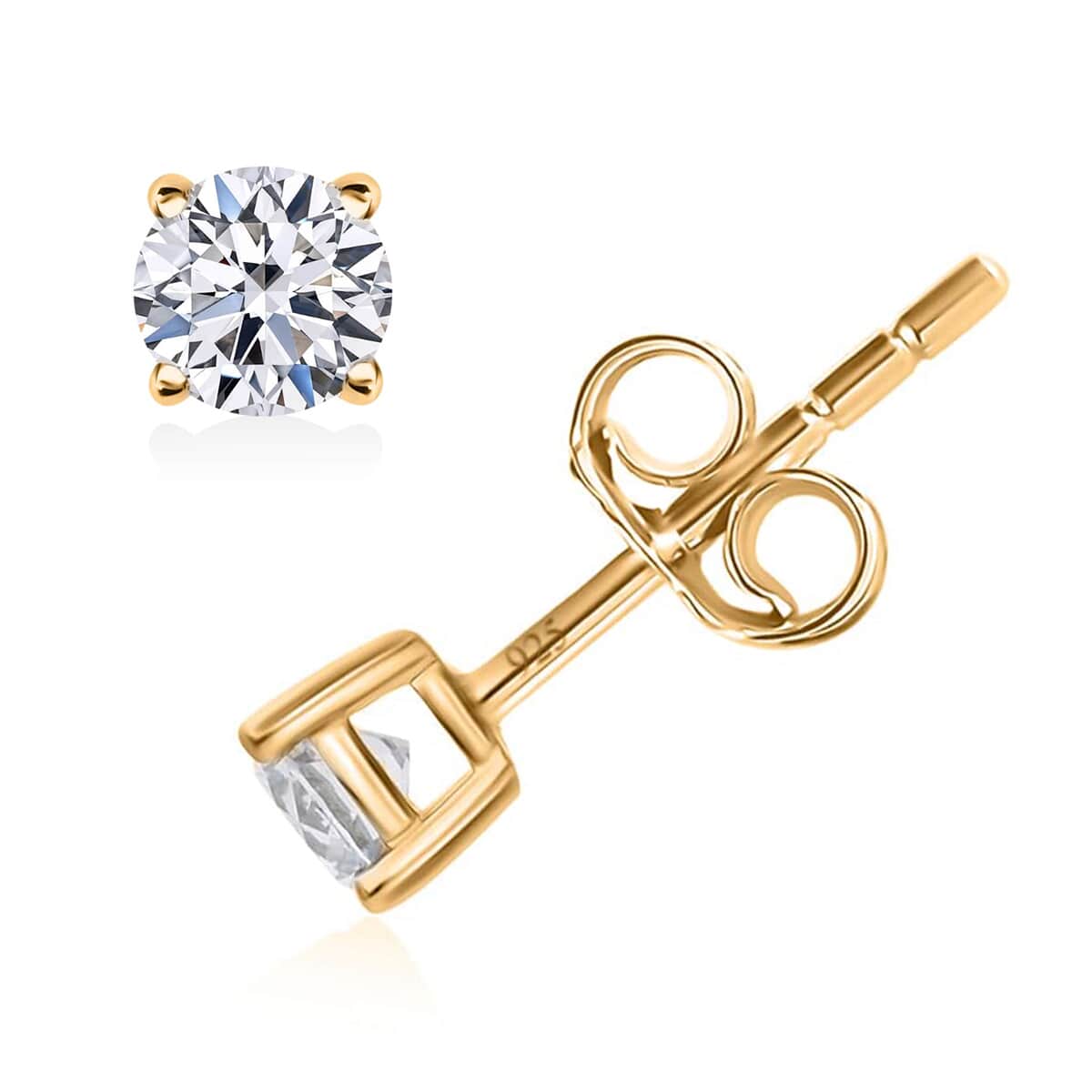 Luxuriant Lab Grown Diamond G-H SI 1.00 ctw Solitaire Stud Earrings in Vermeil Yellow Gold Over Sterling Silver image number 0